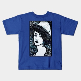 Her Summer Hat On A Rainy Day Kids T-Shirt